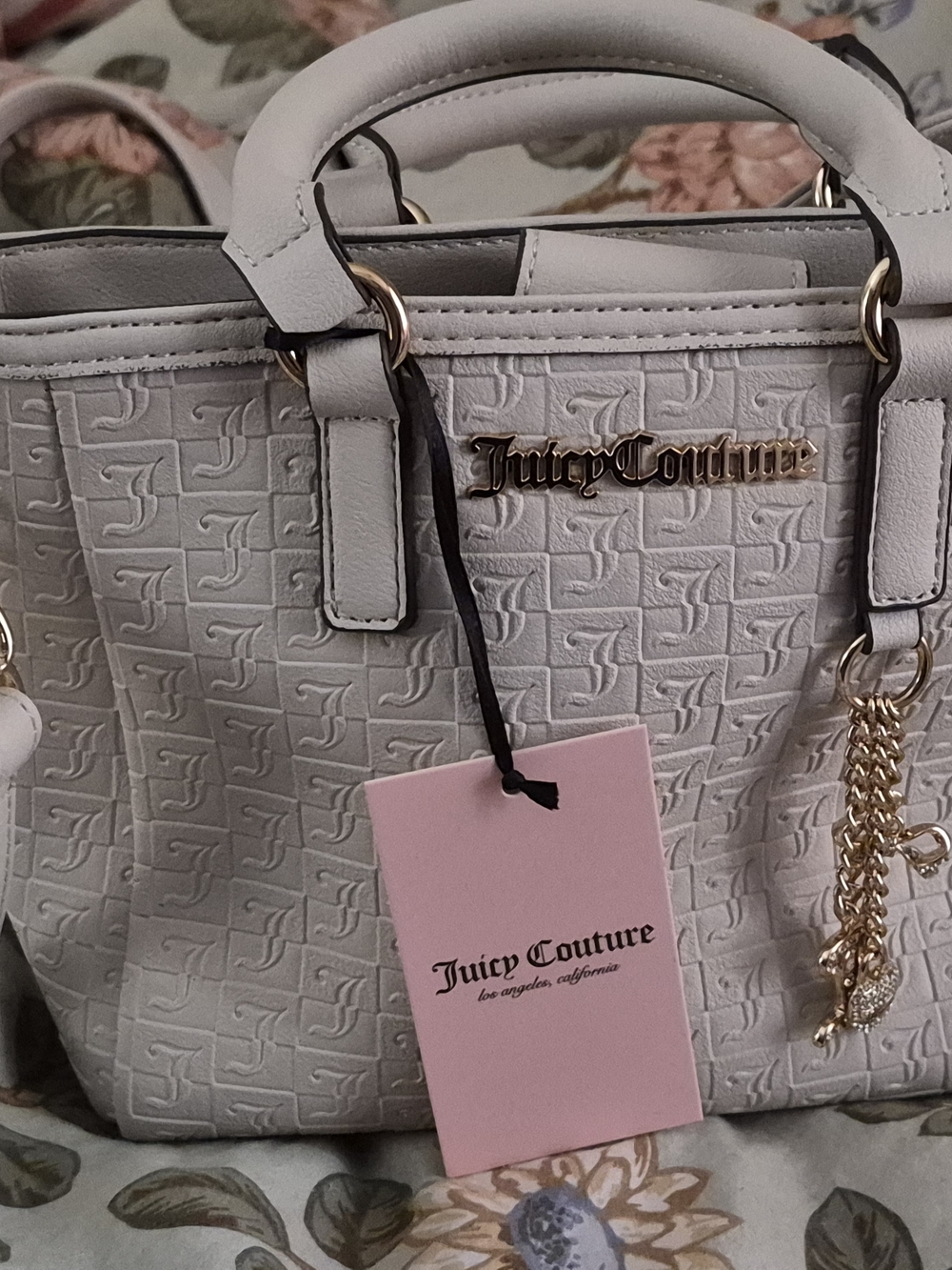 Juicy Couture White Lucky Charms Mini Tote with Gold Hardware NWT